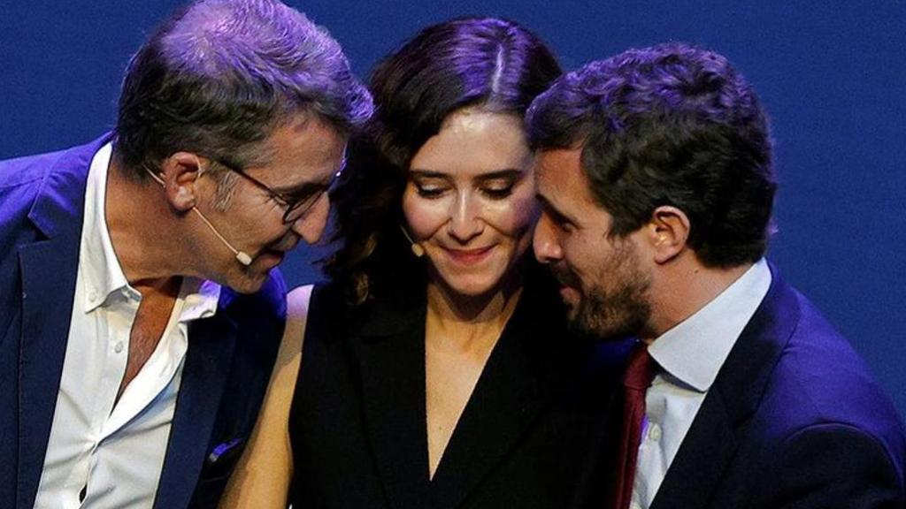 Feijóo, Ayuso y Casado, en la convención popular de Valencia.