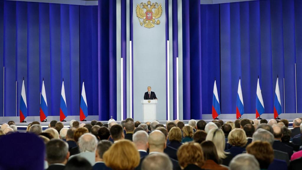 El presidente de Rusia, Vladimir Putin, este martes ante la Asamblea Federal en Moscú.
