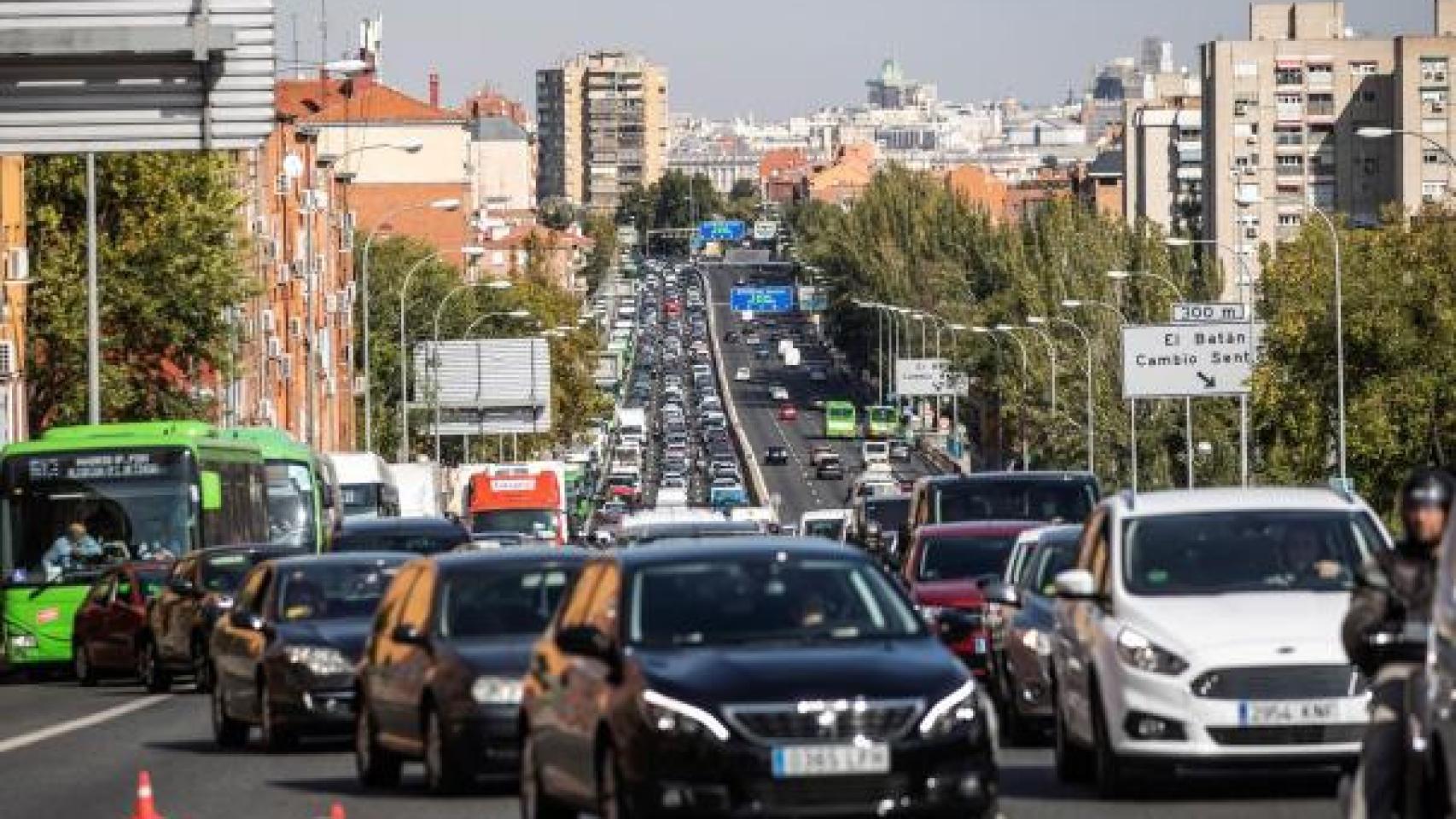 Atascos en la ciudad de Madrid.