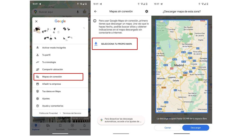 Descargar mapas sin conexión.