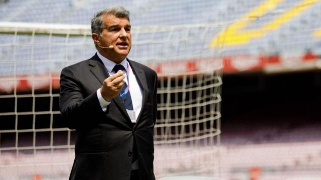 Joan Laporta, durante uin acto en el Camp Nou