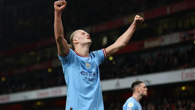 Haaland celebra un gol con el Manchester City.