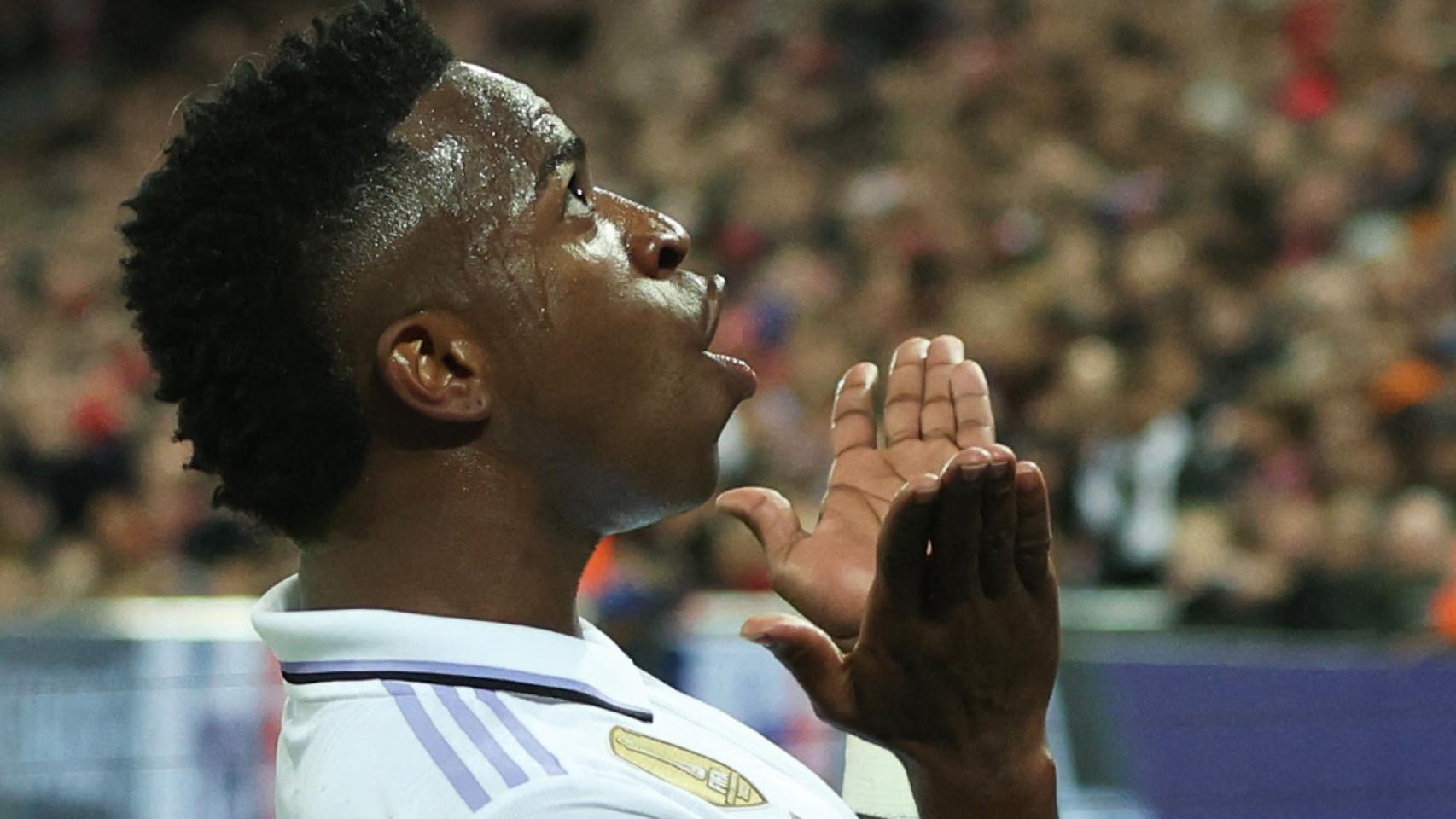 Vinicius Júnior, celebrando su gol con el Real Madrid en la Champions League 2022/2023