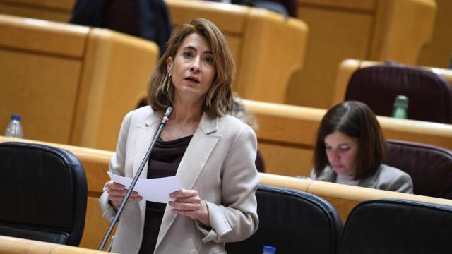 Raquel Sánchez, ministra de Transportes, Movilidad y Agenda Urbana, en el Senado este martes.