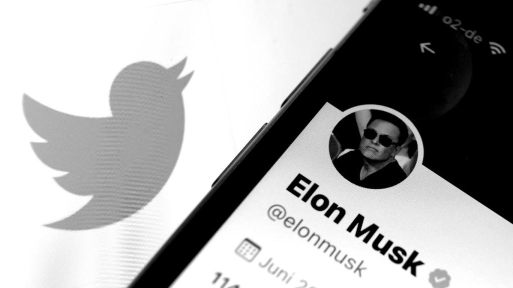 Imagen de la cuenta de Elon Musk en Twitter junto al logo de la red social.