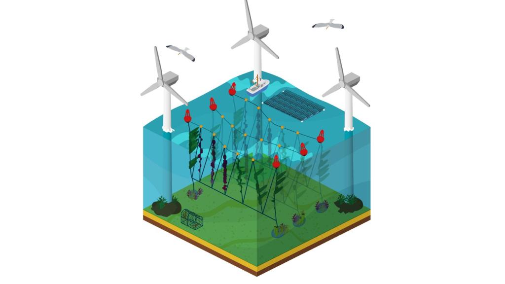 Diseño de la granja de algas marinas en un parque eólico
