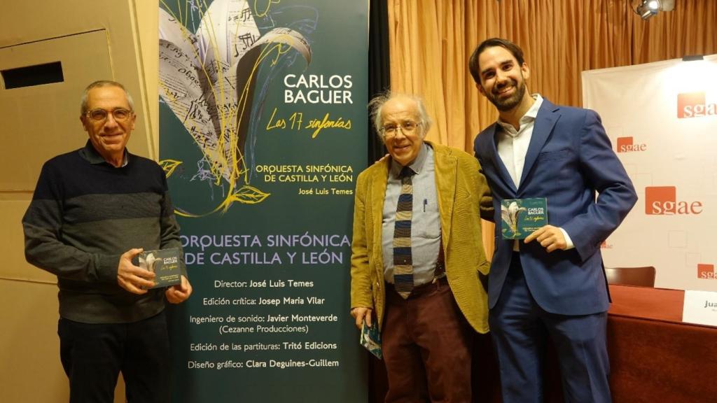 Josep Maria Vilar, José Luis Temes y el gerente de la OSCYL, Jesús Herrera. Foto: Joaquín Guijarro