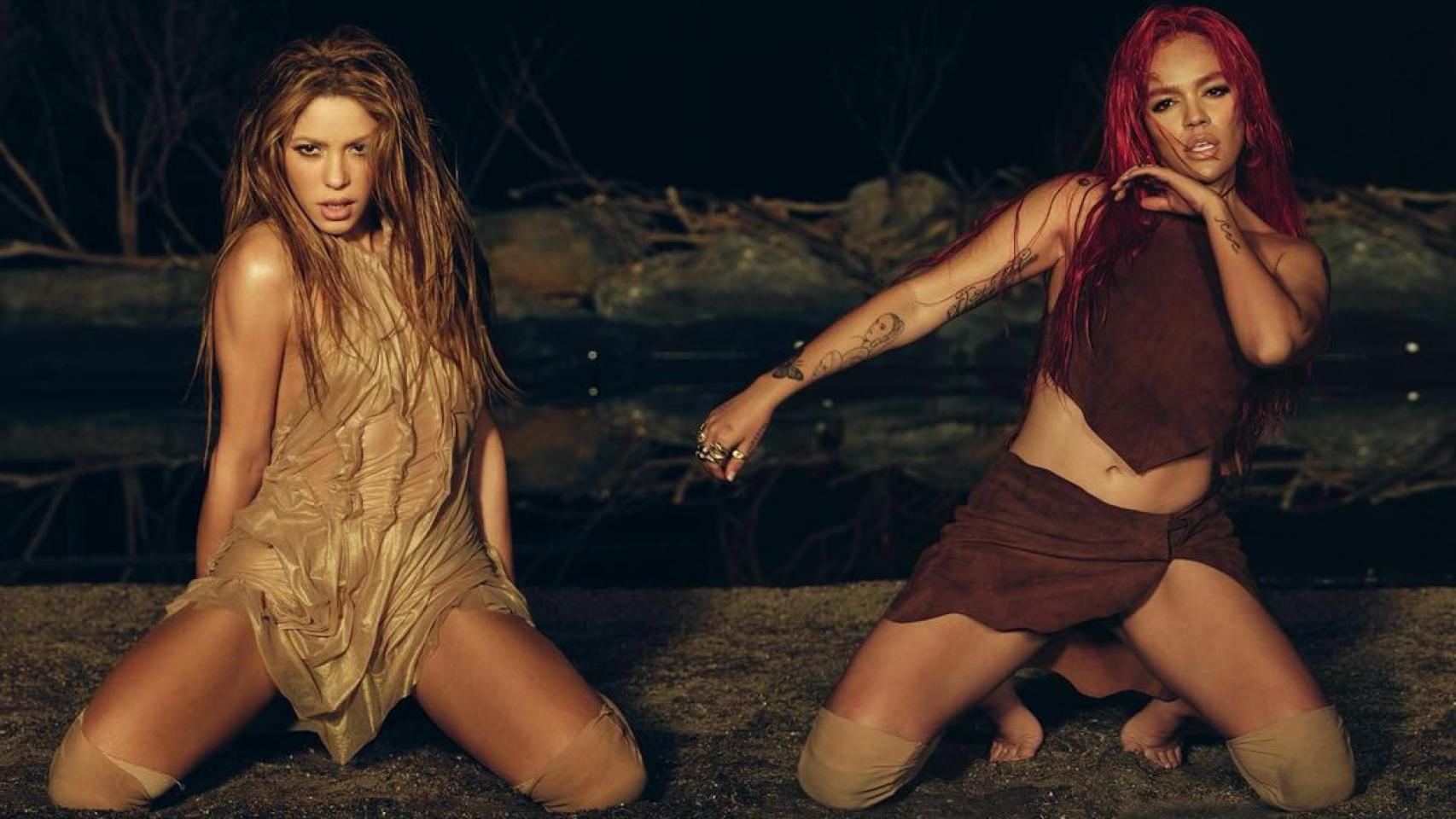 Shakira y Karol G, en la imagen promocional que han compartido de su colaboración.