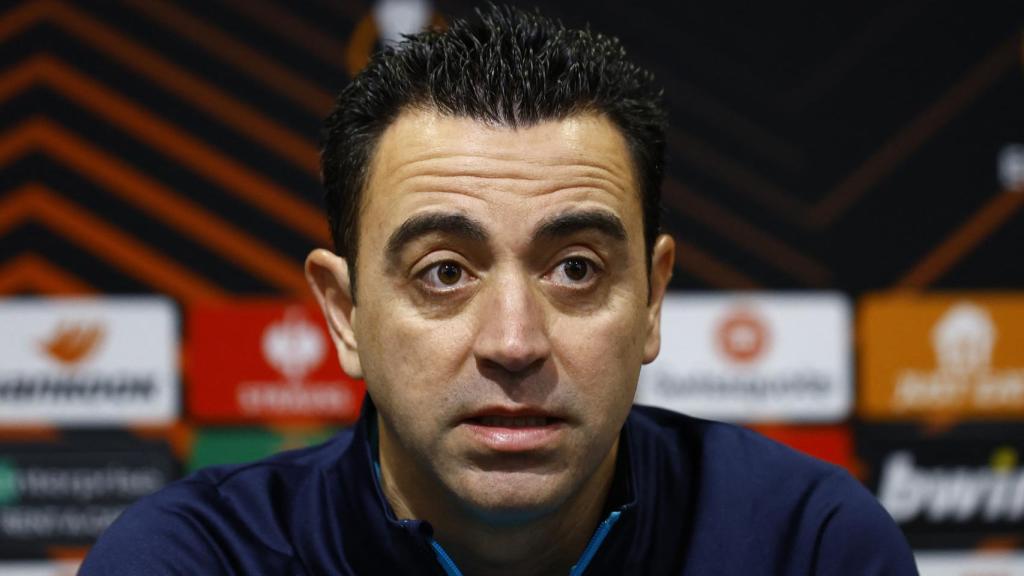 Xavi Hernández, en rueda de prensa de la Europa League con el FC Barcelona