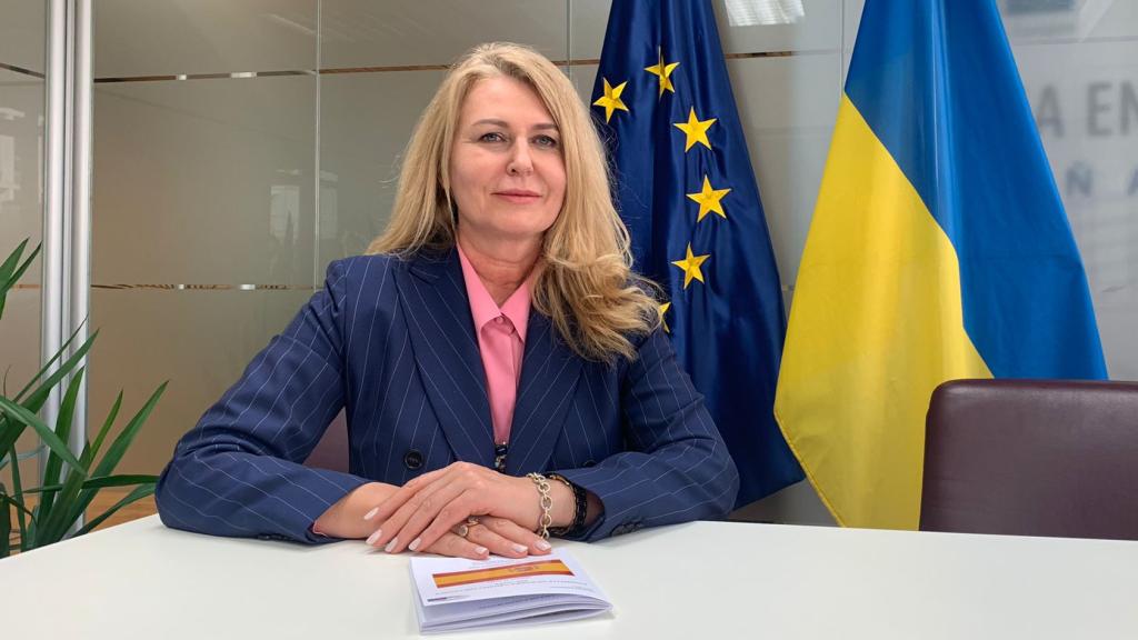 La eurodiputada polaca Elzbieta Lukacijewska, este miércoles en la sede madrileña del Parlamento Europeo.
