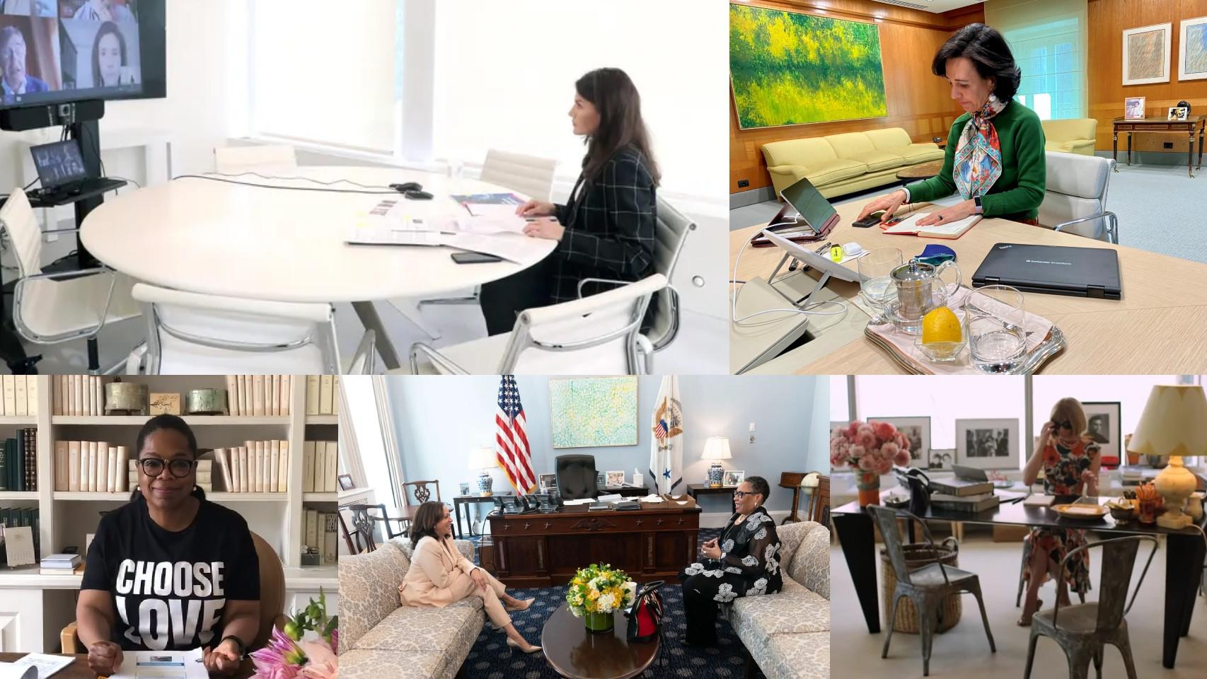 Arriba, la reina Letizia y Ana Botín. Abajo, Oprah Winfrey, Kamala Harris y Anna Wintour.