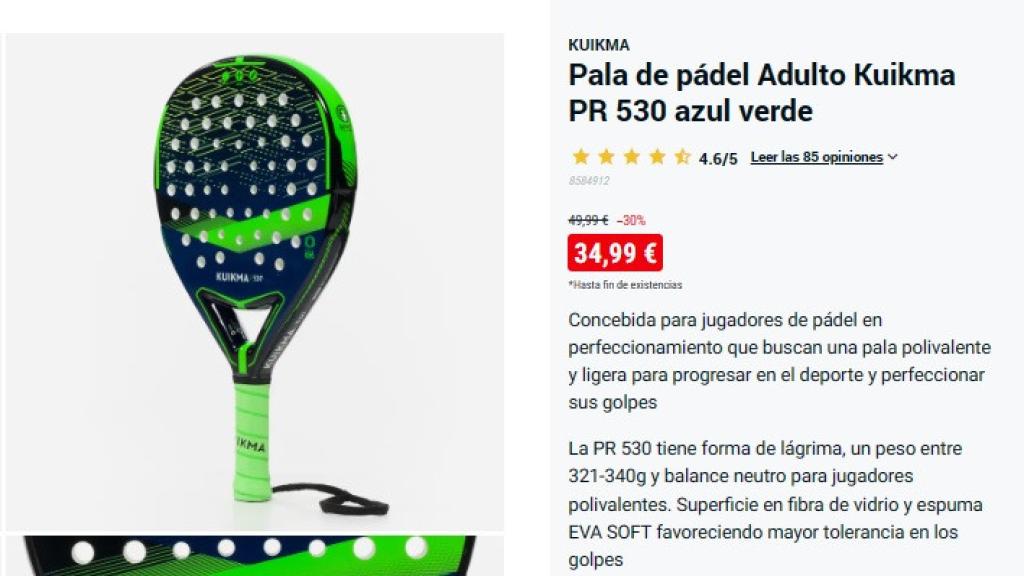 Pala pádel.