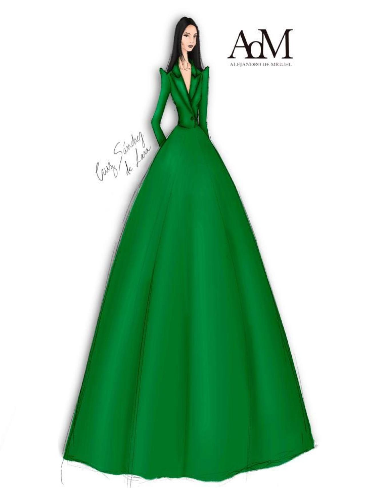 Boceto del vestido de Alejandro de Miguel para Cruz Sánchez de Lara