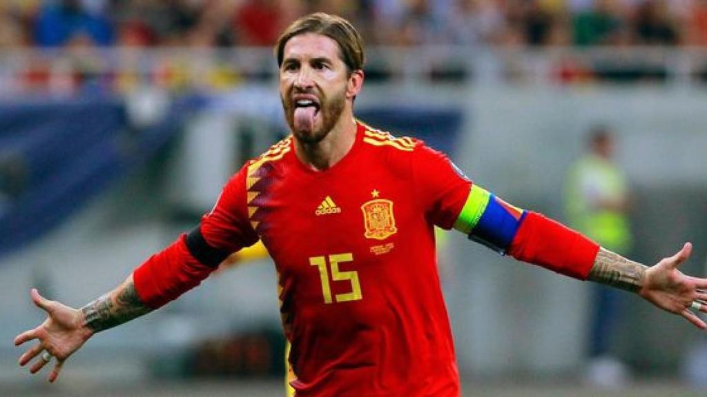 Sergio Ramos, con la camiseta de la Selección.