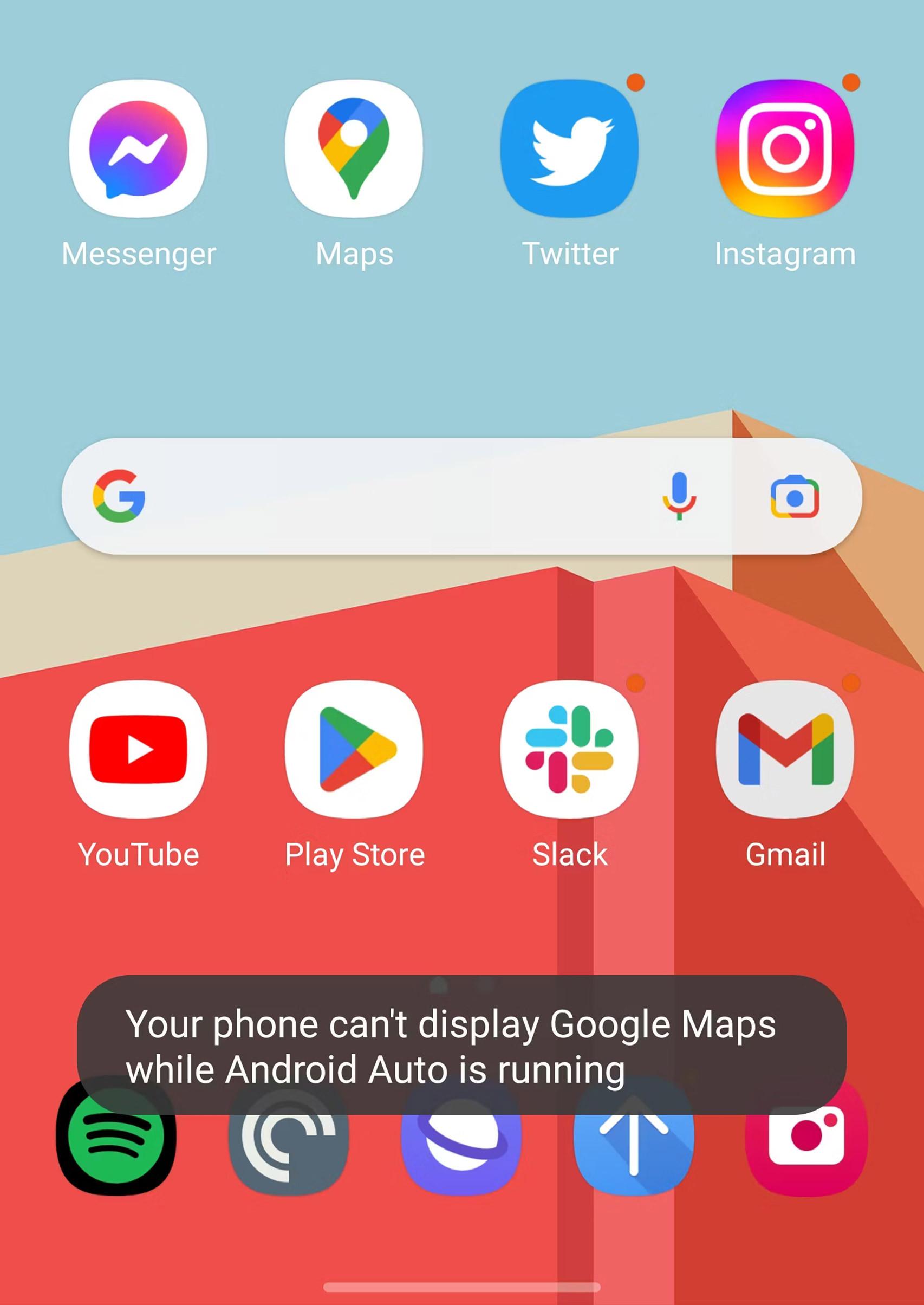 El mensaje de error cuando se intenta usar Maps en el móvil