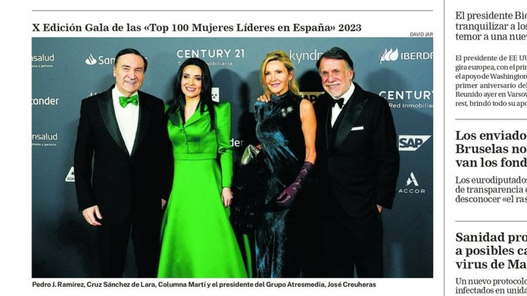 La portada del periódico La Razón con la gala de Las Top 100.