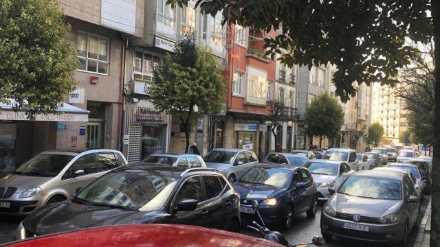 Bateeiros colapsando la rúa do Hórreo en Santiago de Compostela