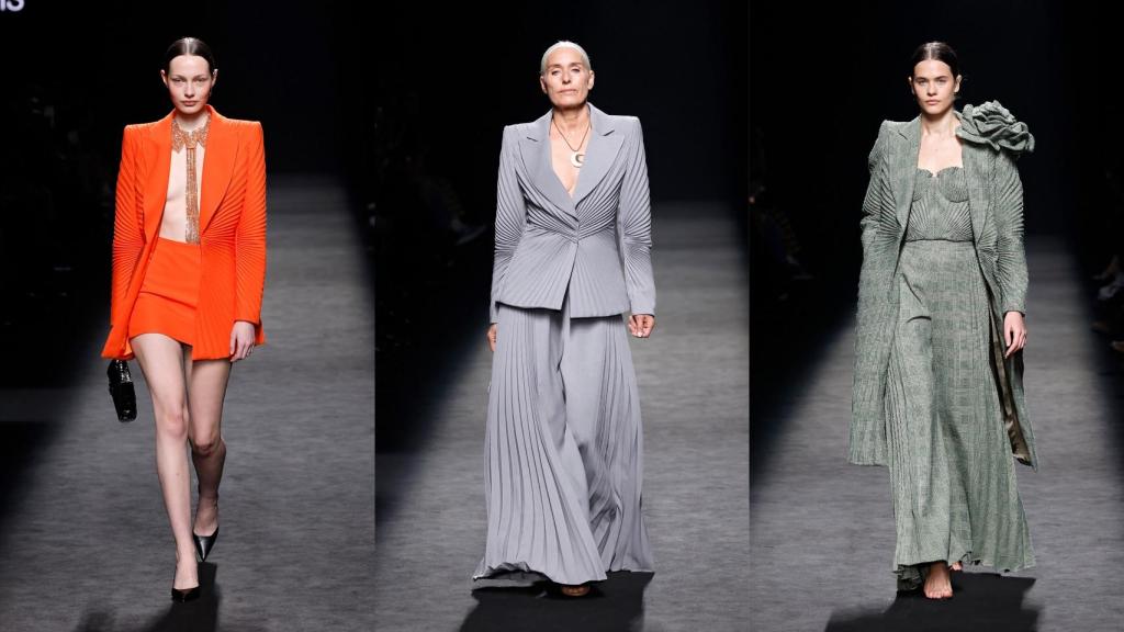 Modelos de la colección de otoño-invierno de Isabel Sanchís con  una nueva técnica de plisado.