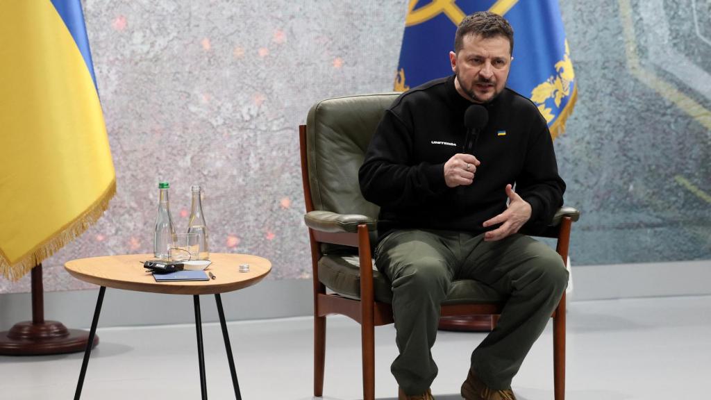 El presidente ucraniano, Volodimir Zelenski, durante su comparecencia ante los medios en Kiev.