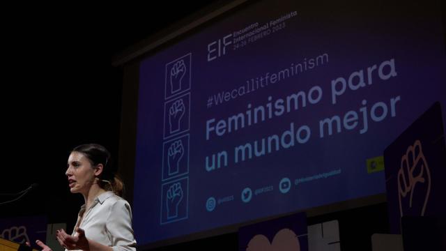 La ministra de Igualdad, Irene Montero, en la Facultad de Medicina de la Universidad Complutense.