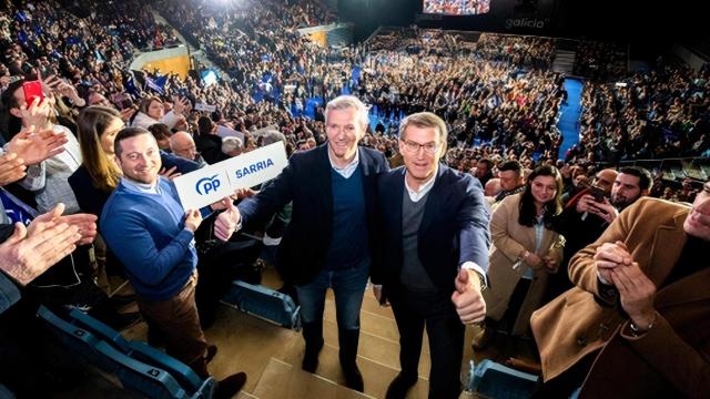El presidente del Partido Popular, Alberto Núñez Feijóo, y el presidente de la Xunta de Galicia, Alfonso Rueda.
