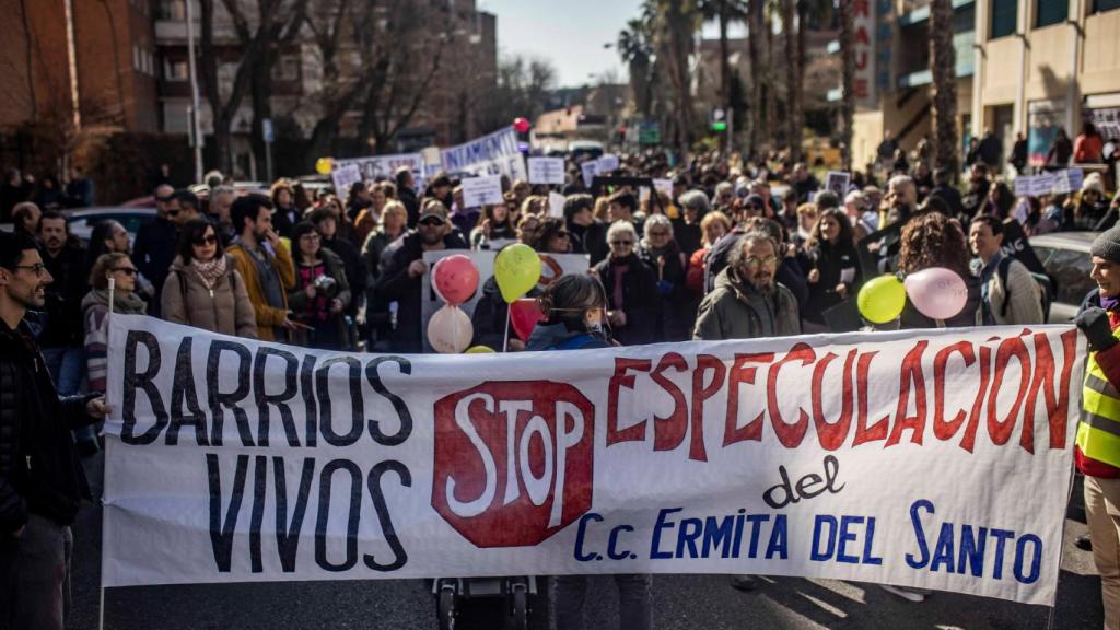 Los manifestantes esta mañana.
