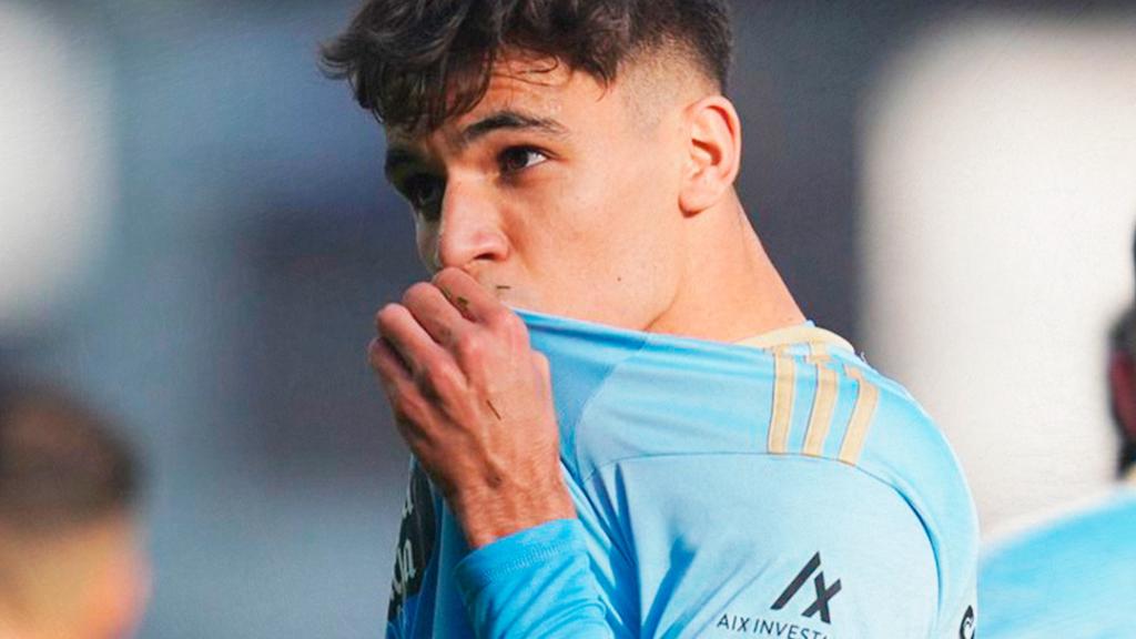 Gabri Veiga celebra un gol ante el Valladolid