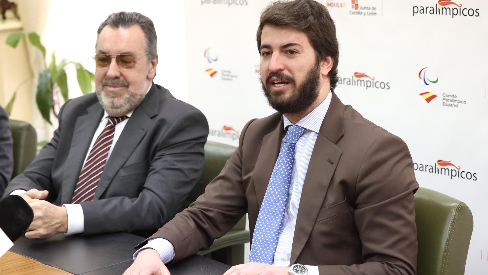 El vicepresidente de la Junta, Juan García-Gallardo, durante la presentación del programa 'Relevo Paralímpico'.