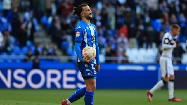 Pablo Martínez durante un encuentro como jugador del Deportivo.