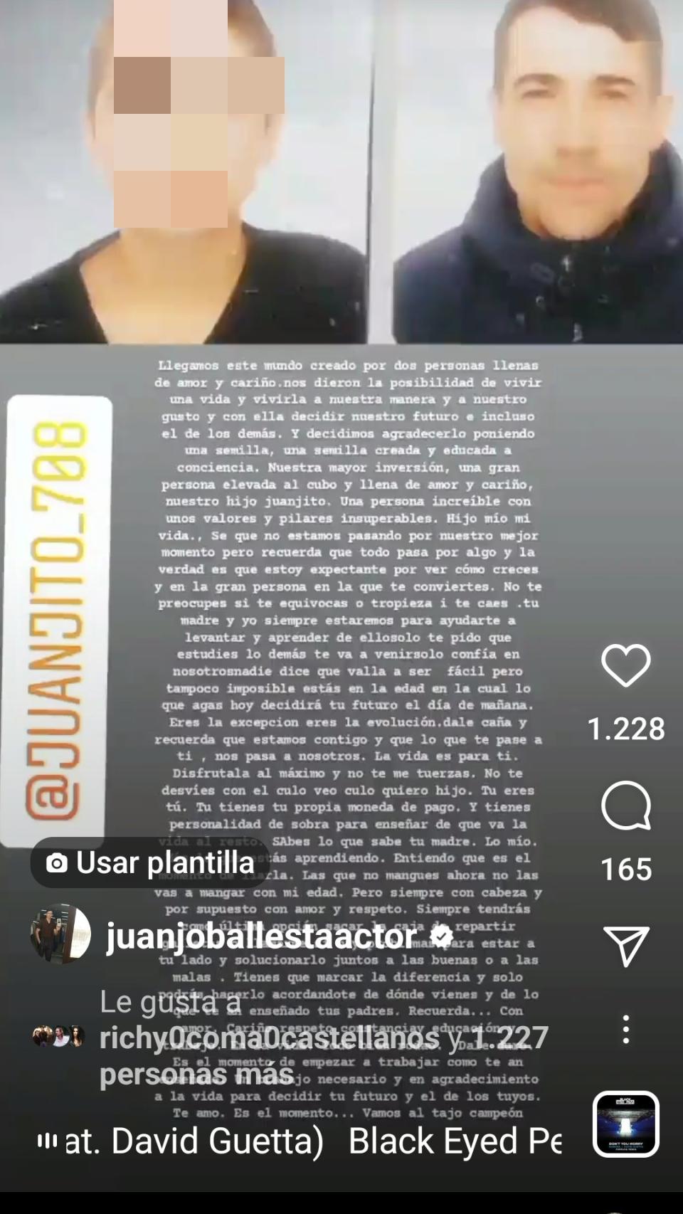 El actor le escribió una carta a su hijo.