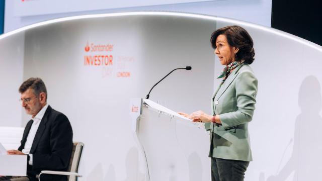Ana Botín, presidenta de Santander, durante el Investor Day celebrado este martes.