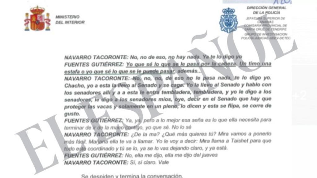 Transcripción de la conversación entre el mediador y Taishet Fuentes.