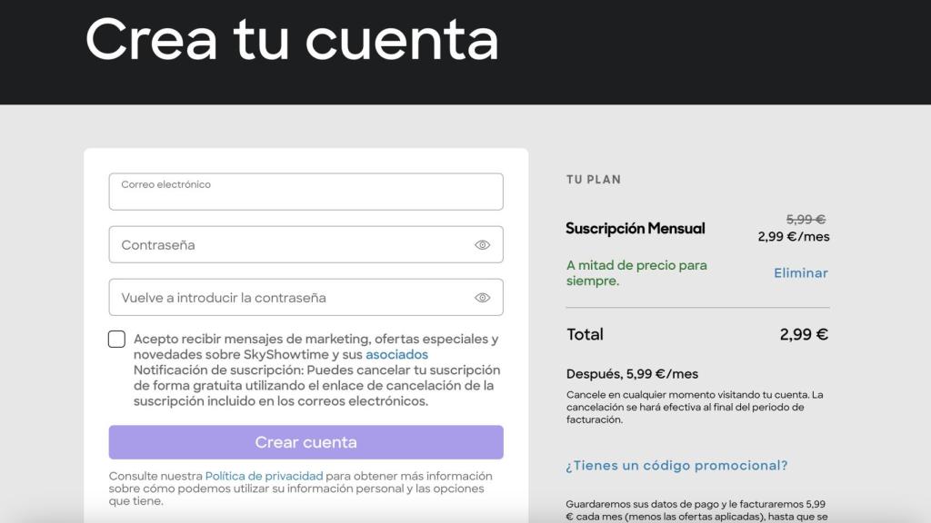 Cómo aplicar la promoción de SkyShowtime