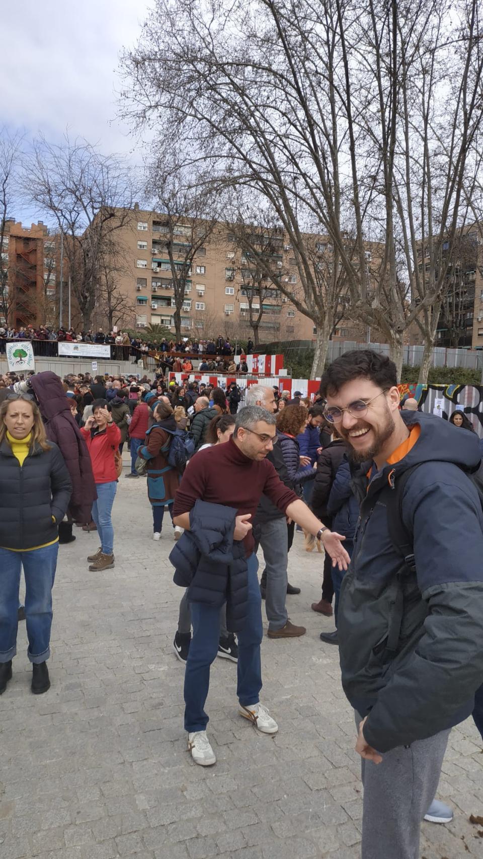 Ernesto Castro en la protesta del pasado 18 de febrero contra la tala de los árboles del parque de Arganzuela.