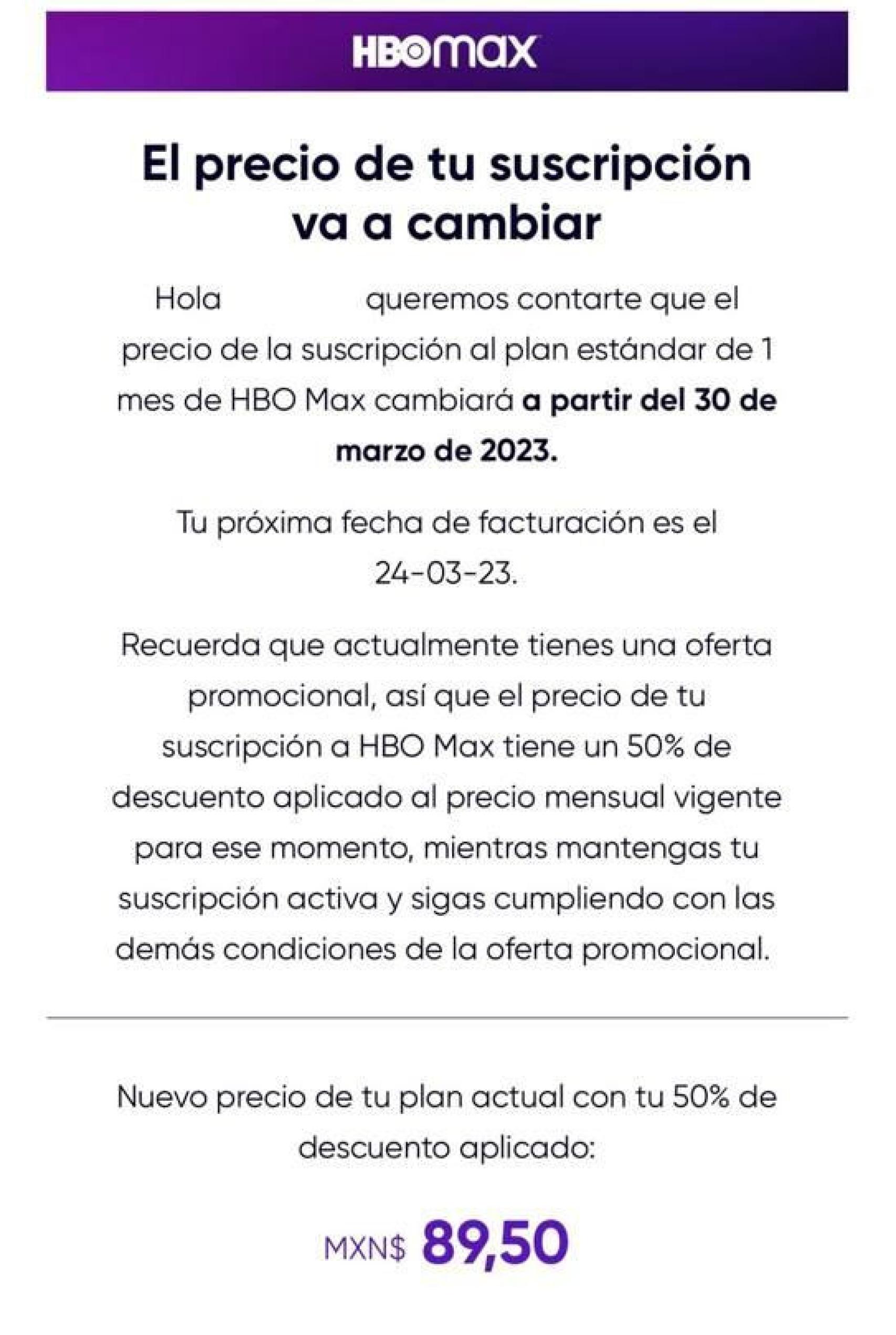 Subida de precio en HBO Max