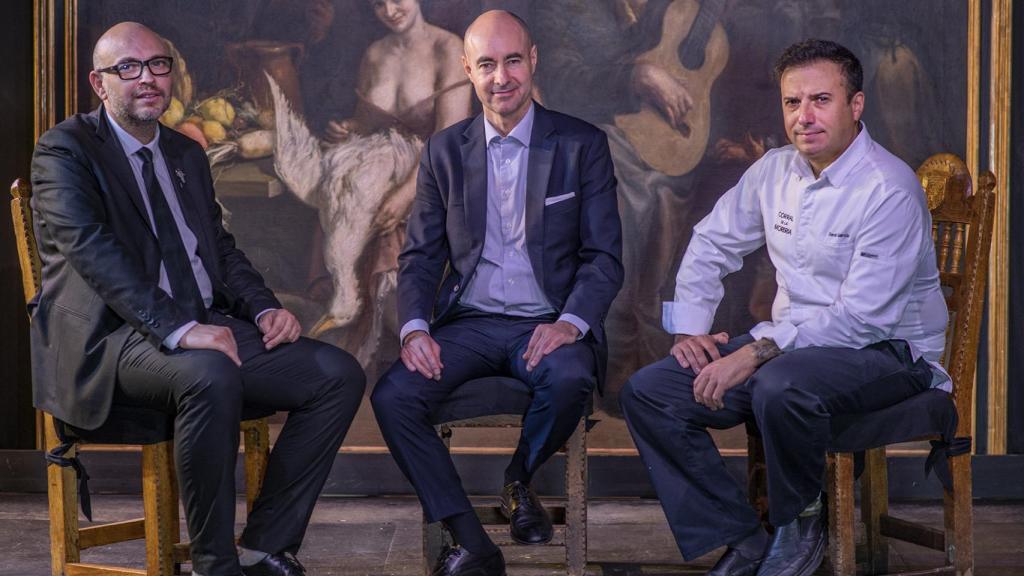 Santi Carrillo, Juan Manuel del Rey y David García en el tablao del Corral.