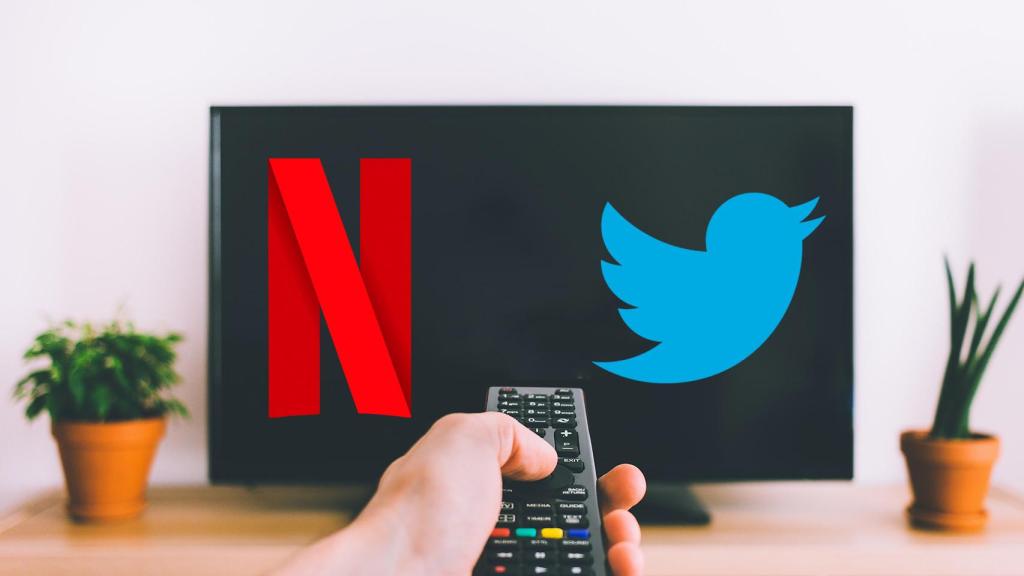 Fotomontaje con el logo de Twitter y Netflix