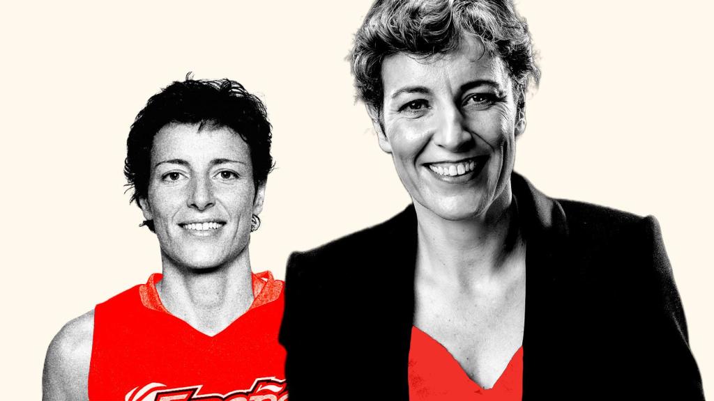 Elisa Aguilar, en su época como jugadora con la Selección y en la actualidad