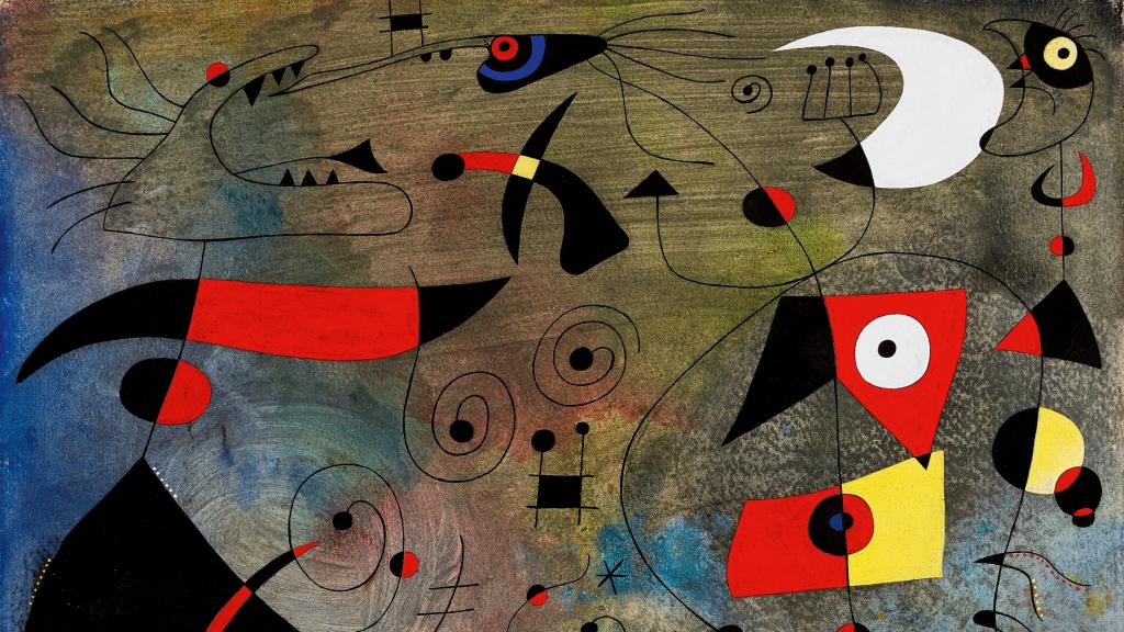 'Mujer y pájaros', 1940. Fotos: Cortesía The David & Ezra Nahmad Collection © Successió Miró, 2023