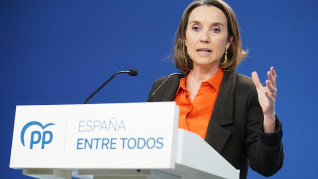 Cuca Gamarra, número dos del PP, en una comparecencia en Génova.
