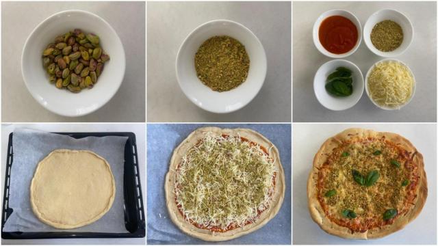 Paso a paso de la pizza de pistacho.