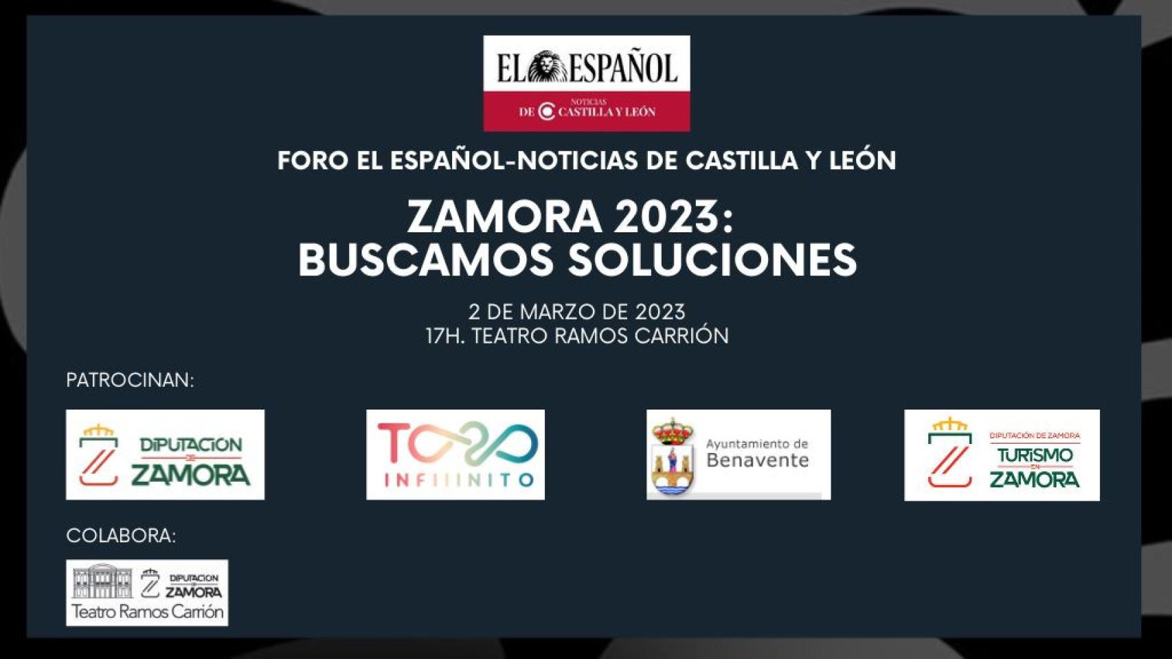 Cartel de patrocinadores del foro 'Zamora 2023: buscamos soluciones' organizado por EL ESPAÑOL - Noticias de Castilla y León
