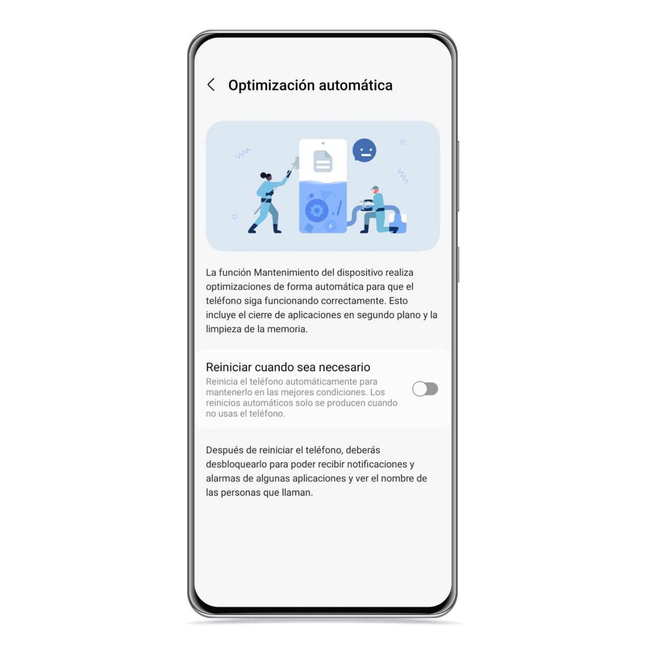 Optimización automática de batería en Samsung