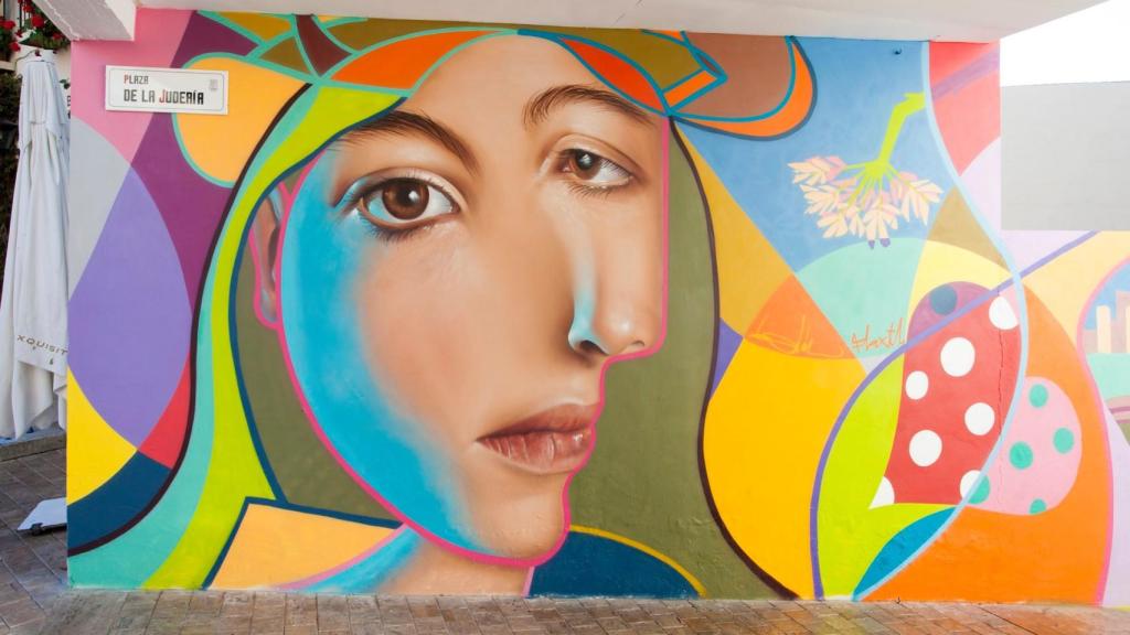 Mural del autor en El Pimpi.