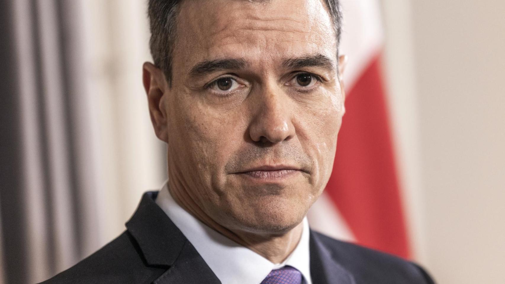 El presidente del Gobierno , Pedro Sánchez, en una rueda de prensa en Dinamarca.