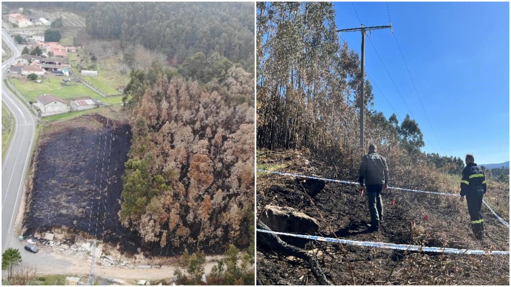 Imagen del estado del lugar tras el incendio forestal.