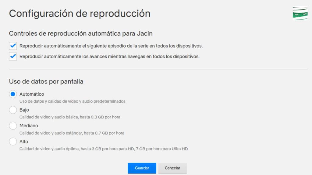 Configuración de reproducción