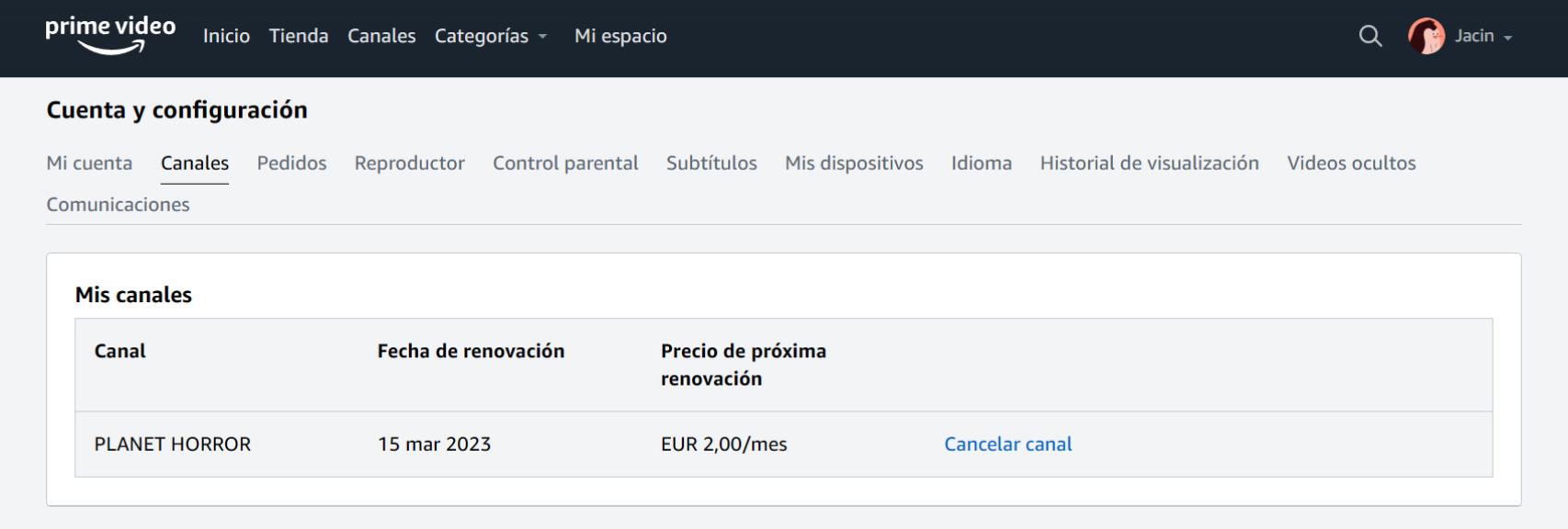Cancelar suscripción en Amazon Prime Video