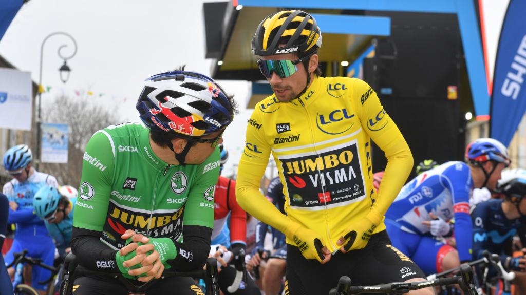 Wout Van Aert y Primoz Roglic durante la última Paris-Niza