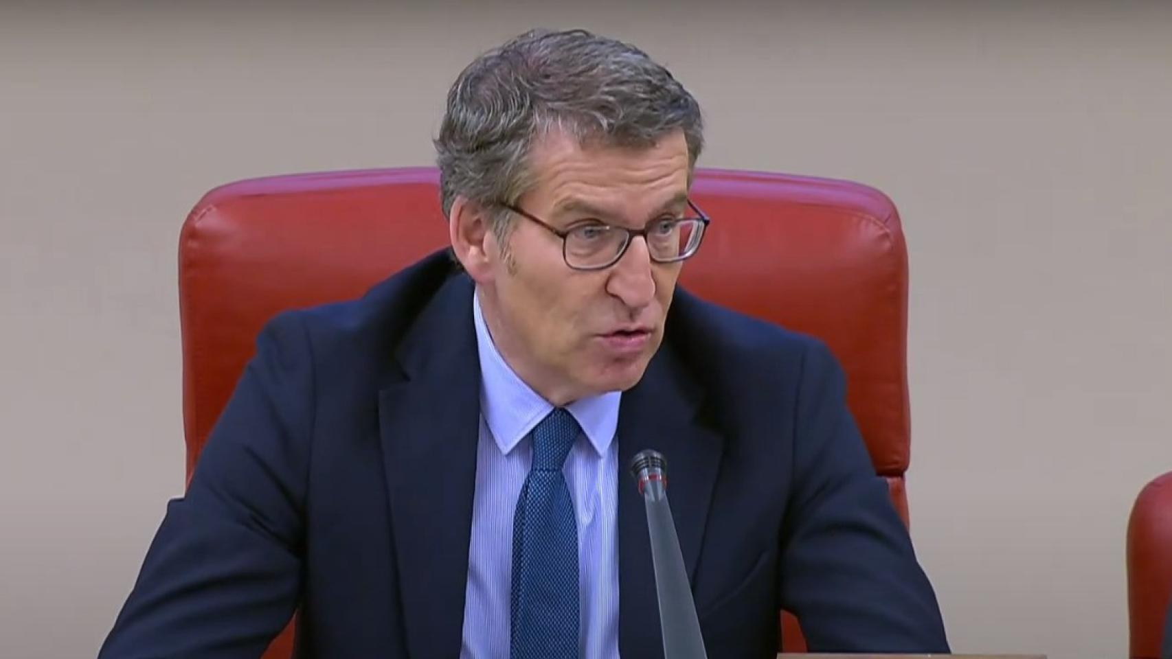 Alberto Núñez Feijóo, líder del PP, este viernes en el Congreso.